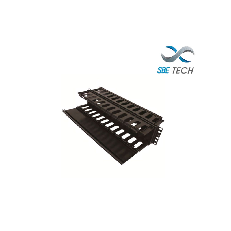SBETECH SBE-OH2URD - Organizador de cable horizontal para rack / Doble lado/ 19 pulgadas/  Base metalica/ 2UR image 2