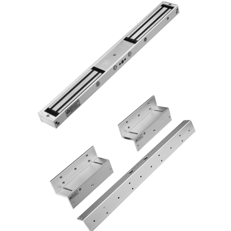 YLI YM180NDLEDPACK - Paquete de Cerradura Magnética doble con Led YM180NDLED y Soporte de Fijación Tipo ZL / Fuerza de Sujeción 180Kg / 350Lb por extremo / Voltaje dual / Puertas de madera, vidrio, metálica