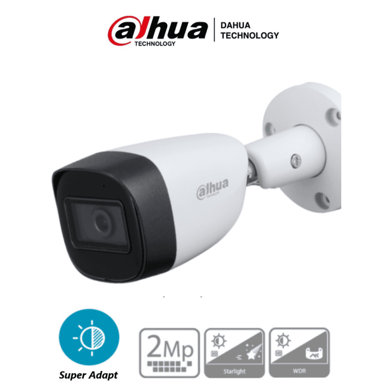 DAHUA HAC-HFW1231CM-28 - Camara Bullet 1080p/ Super Adapt/ Metalica/ Lente de 2.8mm/ WDR Real de 130 dB/ 107 Grados de Apertura/ 30 Mts de IR/ IP67/ Soporta CVI/AHD/TVI y CBVS/ Ideal para Contrastes de Luz/
