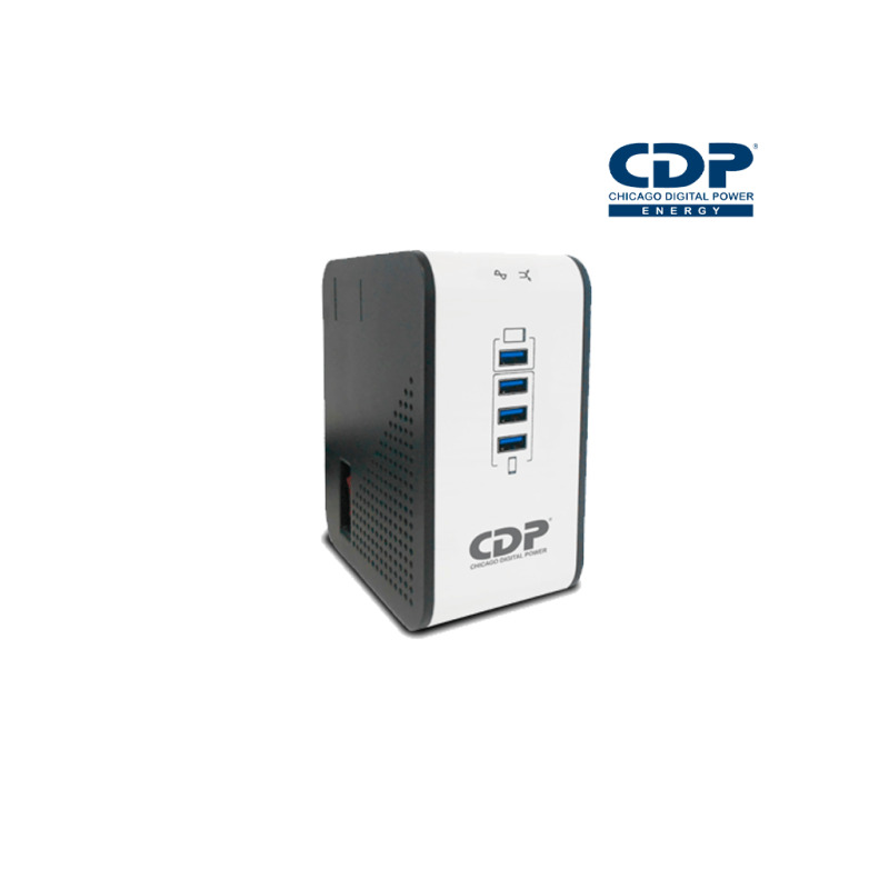CDP R2CU-AVR 1008 - Regulador de Voltaje de Escritorio NEMA 5-15 / 1000VA/400W / 8 tomas de salida / 1 Toma para carga de tablet / 3 Tomas para carga de smartphone  image 3