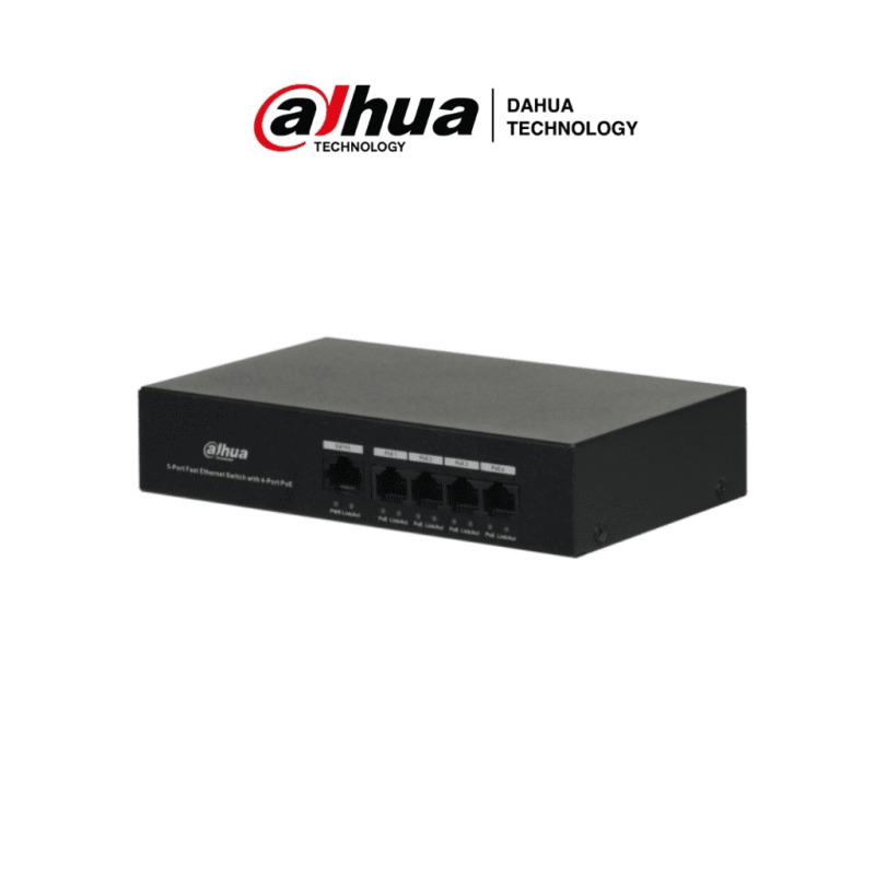 DAHUA DH-PFS3005-4ET-36 - Switch PoE de 4 Puertos/ Capa 2/ 1 Puerto 10/100 Base T/ 4 Puertos PoE 10/100 /  36 Watts Totales/ Switching 1 Gbps/ Tasa de Reenvio de Paquetes  744 Kbps/ Memoria Buffer de Paquetes 448 Kb/ Protección de Descargas/ image 2