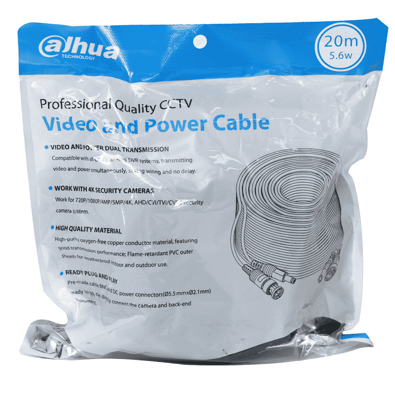 DAHUA DH-PFM942I-20-5 - Cable de 20 Metros Armado para Video y Energía/ Para Camaras Hasta 4k/ con Conectores BNC y de Energía/ Uso Exterior e Interior/ Cobre de Alta Pureza/ Soporta: AHD/CVI/TVI/CVBS/ image 4