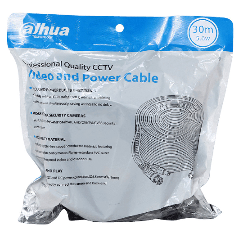 DAHUA DH-PFM942I-30-5 - Cable de 30 Metros Armado para Video y Energía/ Para Camaras Hasta 4k/ con Conectores BNC y de Energía/ Uso Exterior e Interior/ Cobre de Alta Pureza/ Soporta: AHD/CVI/TVI/CVBS/  image 5
