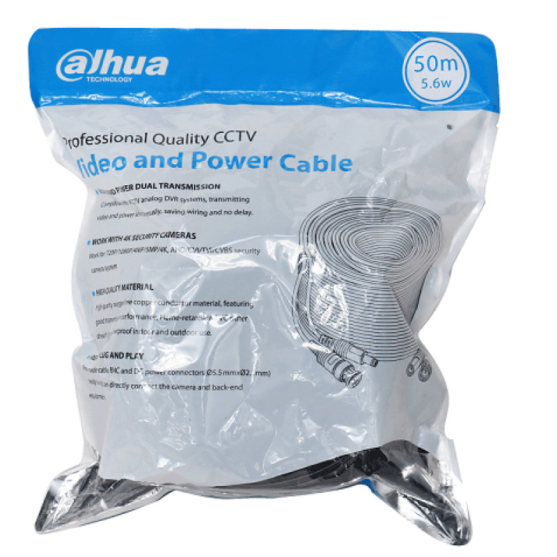 DAHUA DH-PFM942I-50-5 - Cable de 50 Metros Armado para Video y Energía/ con Conectores BNC y de Energía/  Para Camaras Hasta 4k/ Soporta: AHD/CVI/TVI/CVBS/ Uso Exterior e Interior/ Cobre de Alta Pureza/  image 5