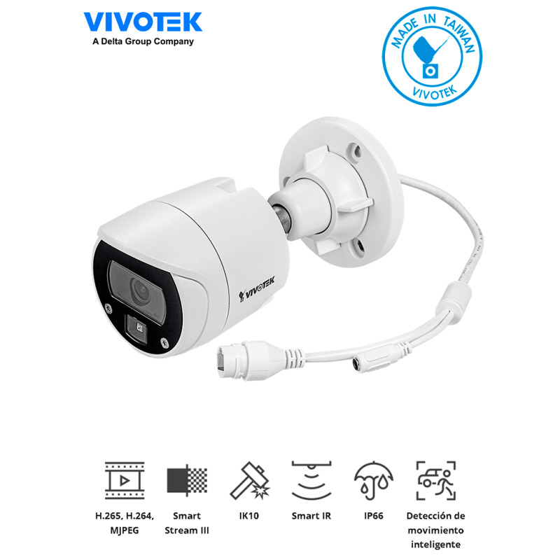 VIVOTEK IB9369 -  Cámara IP bullet exterior 2 Megapixeles/ Lente 2.8mm/ Smart IR 30 Mts/ WDR digital/ Smart Stream III/Smart motion/3DNR/ Ranura para MicroSD,SDHC,SDXC/ Protección IP66, IK10/ NDAA/ ONVIF #ARMATUKIT image 2