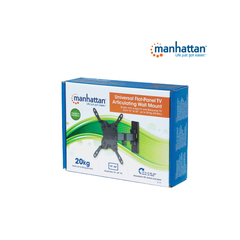 MANHATTAN 461399 - Soporte para Pantalla de 13 a 42 Pulgadas/ 20 Kg de Carga/ Brazo Articulado/ Distancia a la Pared de Hasta 19 cm/ Acero/ VESA/ 75/ 100/ 200x100/ 200/ image 10