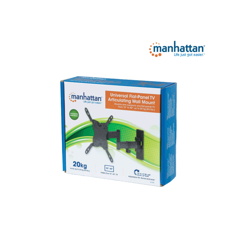 MANHATTAN 461405 - Soporte para Pantallas de 13 a 42 Pulgadas/ 20 Kg de Carga/ Brazo Articulado Doble/ Distancia a la Pared de Hasta 27.3 cm/ Acero Solido/ Ajuste de Inclinación y Angulo/ VESA 75/ 100/ 200x100/ 200/ image 4