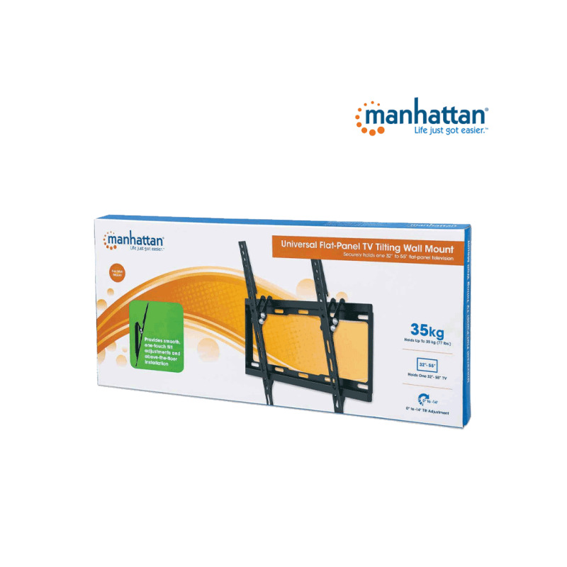 MANHATTAN 460941 - Soporte de Pared para Pantallas de 32 a 55 Pulgadas/ 35 Kg de Carga/ Ajuste de Angulo Vertical de 0 a 14 Grados/ Acero Reforzado/ VESA 200/ 300/ 400x200/ 400  image 5