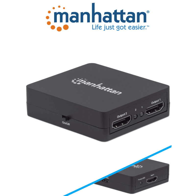 MANHATTAN 207652 - Splitter / Divisor de Video HDMI/ FullHD/ 1 Entrada y 2 Salidas/ Distancia de Entrada 15 Metros/ Distancia de Salidas 15 Metros/ Soporta Conexión en Cascada/ Soporta sonido LPCM, Sonido Master DTS-HD y Dolby TrueHD/ image 3