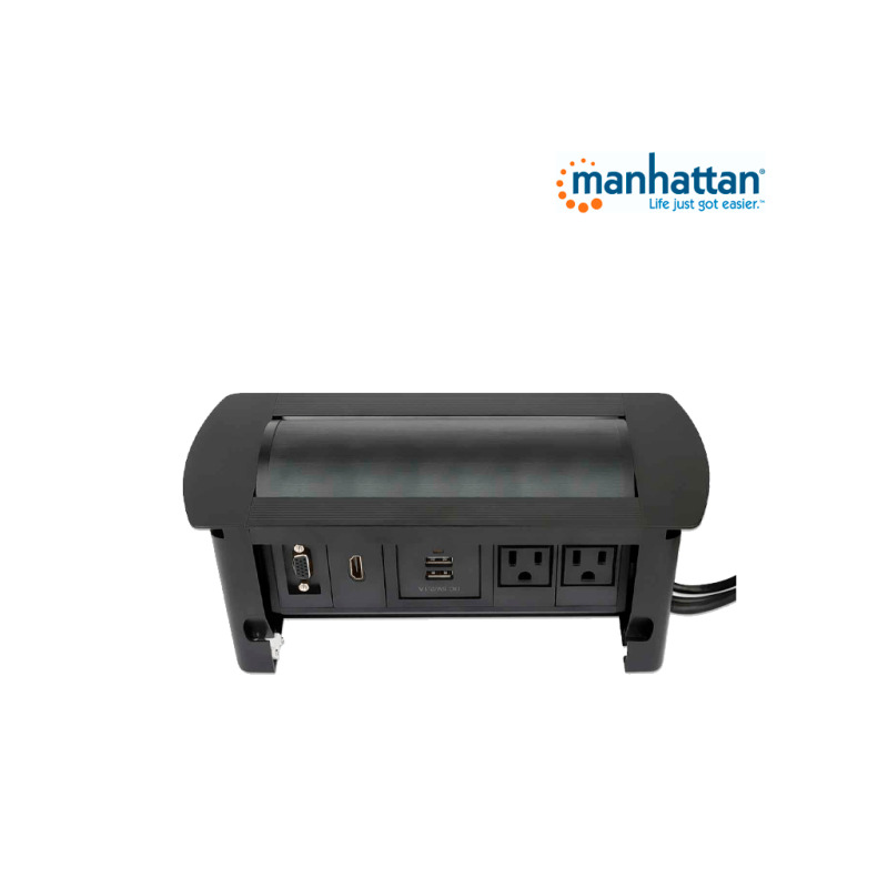 MANHATTAN 164832 - Caja de Conexiones para Escritorio de Apertura Giratoria/ 1 Puerto HDMI con Conexión de Paso/ 2 Contactos Electricos/ 2 puertos USB-A con LED y 1 salida de hasta 2.1A / 5 VDC/ 1 Puerto VGA/   image 6