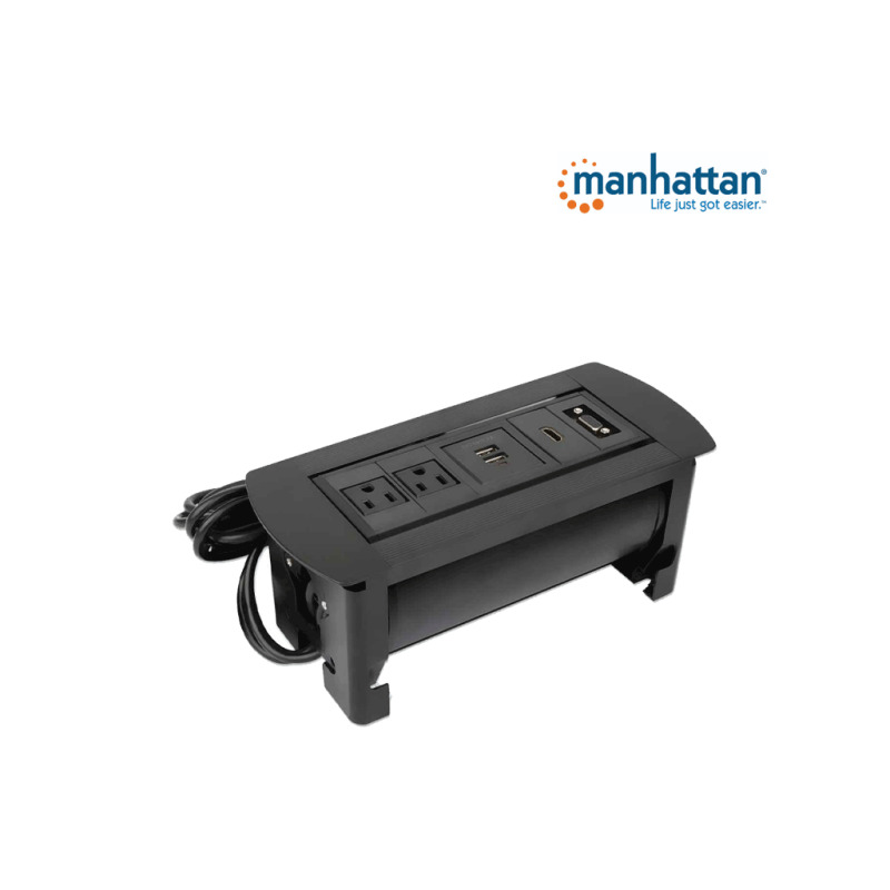 MANHATTAN 164832 - Caja de Conexiones para Escritorio de Apertura Giratoria/ 1 Puerto HDMI con Conexión de Paso/ 2 Contactos Electricos/ 2 puertos USB-A con LED y 1 salida de hasta 2.1A / 5 VDC/ 1 Puerto VGA/   image 10