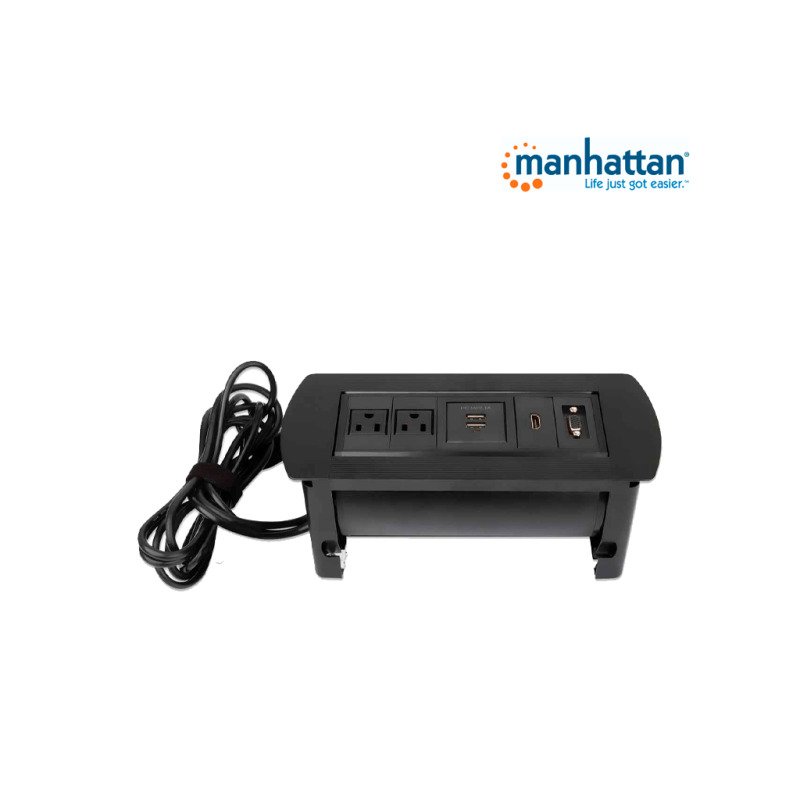 MANHATTAN 164832 - Caja de Conexiones para Escritorio de Apertura Giratoria/ 1 Puerto HDMI con Conexión de Paso/ 2 Contactos Electricos/ 2 puertos USB-A con LED y 1 salida de hasta 2.1A / 5 VDC/ 1 Puerto VGA/   image 12
