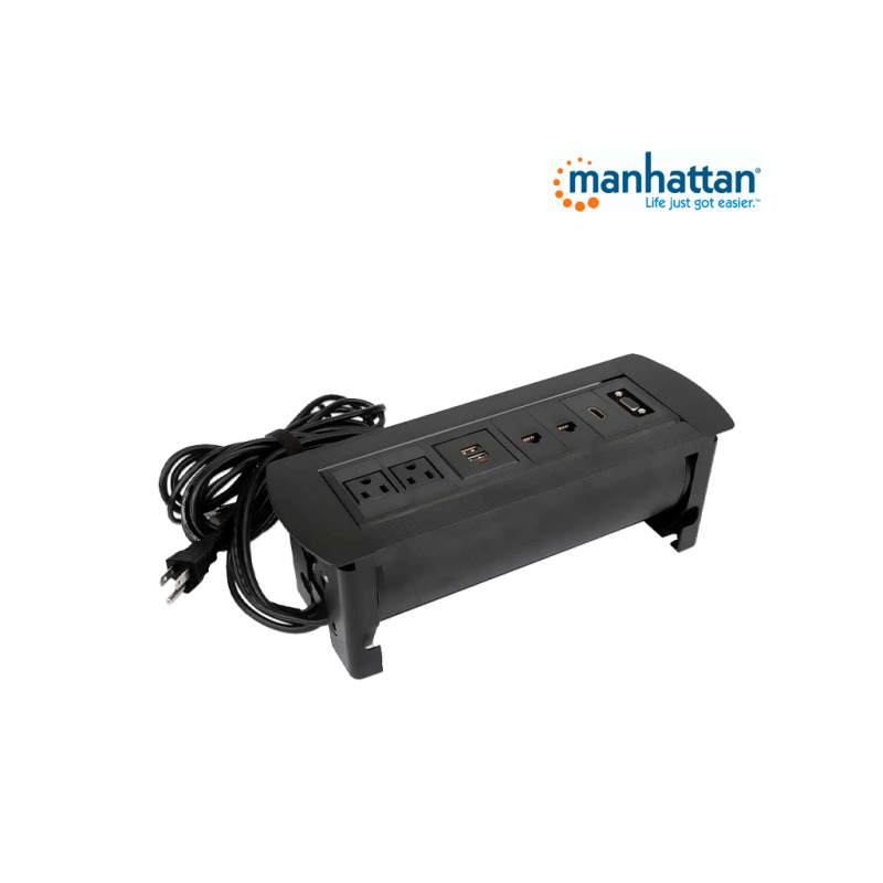 MANHATTAN 164856 - Caja de Conexiones para Escritorio de Apertura Giratoria/ 2 Puertos RJ45/ 1 Puerto HDMI con Conexión de Paso/ 2 Contactos Eléctricos/ 2 puertos USB-A con LED y 1 salida de hasta 2.1A / 5 VDC/ 1 Puerto VGA/ image 10