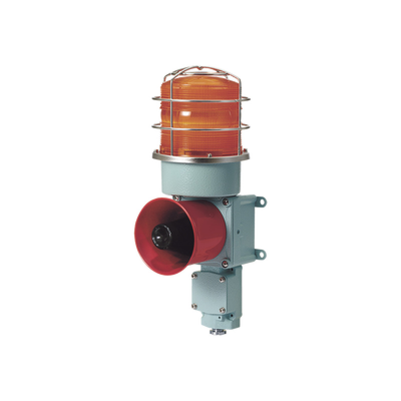 Combinación de baliza LED color Ámbar con sirena electrónica para aplicaciones de la industria pesada  máx114 dB a 24 VCD