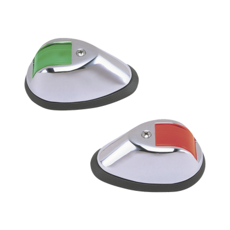 Set de Luces de Navegación Verticales en Carcasa Cromada en Color Rojo/Verde para Embarcaciones a Motor de Hasta 20 Metros