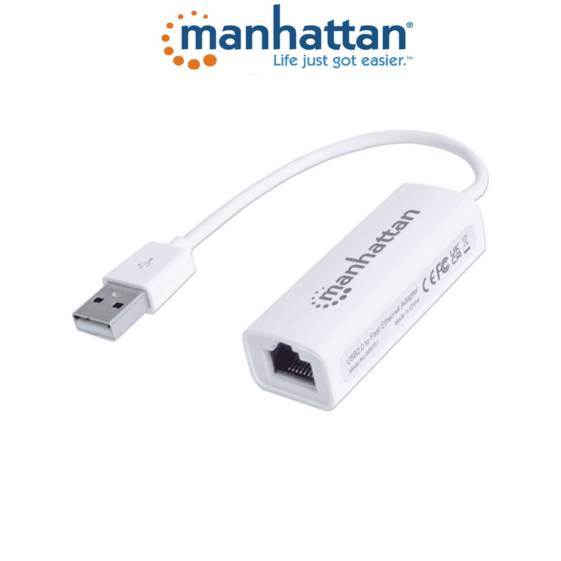 MANHATTAN 506731 - Adaptador Fast Ethernet USB de Alta Velocidad 2.0/ Velocidad Hasta 100 Mbps Fast Ethernet/ Hot Swap/ Full Dúplex con Detección Automática de la Velocidad/ Certificaciones: FCC Clase B, Marca CE, RoHS/