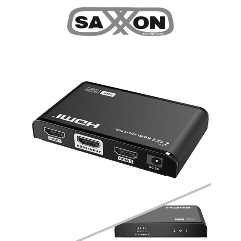 SAXXON LKV312HDR-V2.0 - Splitter / Divisor de Video HDMI 4K de 1 Entrada y 2 salidas/ Soporta Resolución 4Kx2K @30Hz/ 1080P Full HD/ Distancia de 10 Metros en Entrada y Salidas/ Switch EDID para Autoajuste de Resolución/