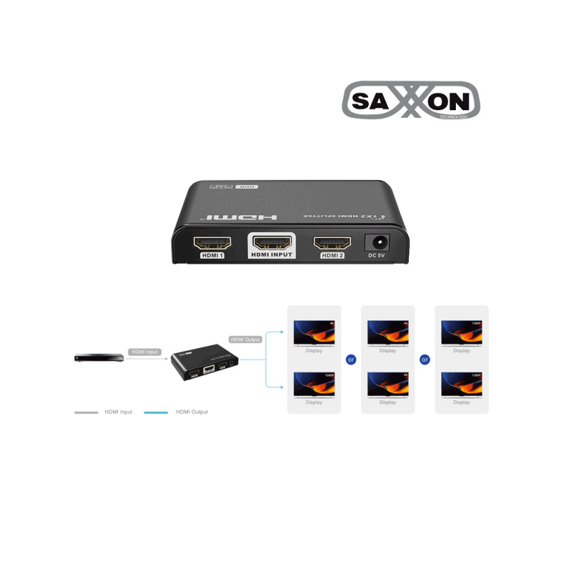 SAXXON LKV312HDR-V2.0 - Splitter / Divisor de Video HDMI 4K de 1 Entrada y 2 salidas/ Soporta Resolución 4Kx2K @30Hz/ 1080P Full HD/ Distancia de 10 Metros en Entrada y Salidas/ Switch EDID para Autoajuste de Resolución/ image 4