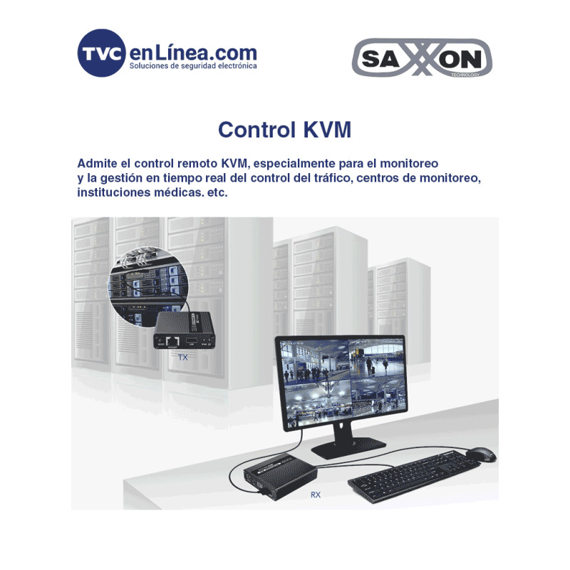 SAXXON LKV223KVM - Kit Extensor KVM de Video HDMI y Puerto USB/ Resolución 1080P @ 60 Hz/ HDR/ Hasta 70 metros con Cat6/6A/7/ Cero latencia/ Loop HDMI en Transmisor/ Salida de audio/ Función EDID/  image 6