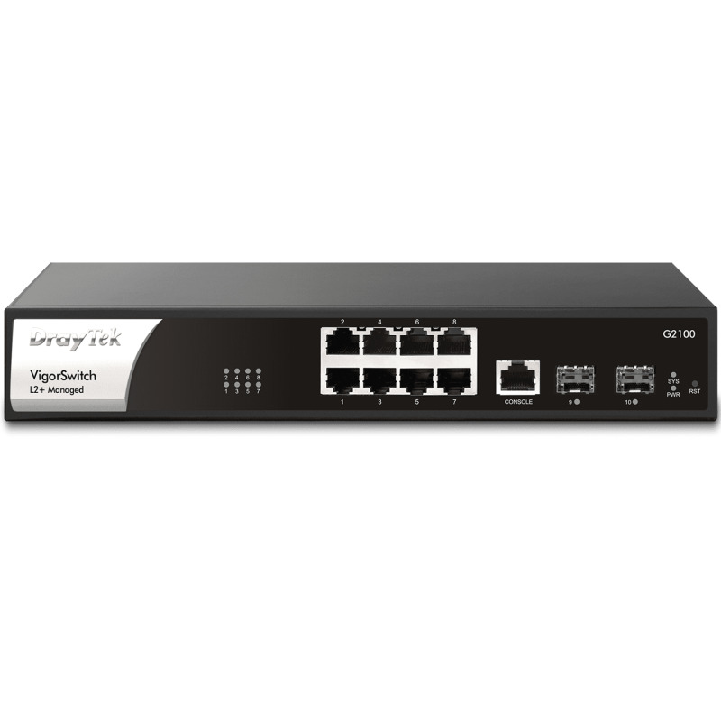 DRAYTEK VigorSwitch G2100 - Switch Gigabit de 10 Puertos Administrable/8 Puertos 10/100/1000Mbps + 2 SFP + 1 Puerto Consola/Capa 2/Con Funciones de Capa 3 como: Servidor DHCP y Enrutamiento VLAN/Interface Web/Prevención de Conflictos IP/#LONUEVO#TERROR image 3