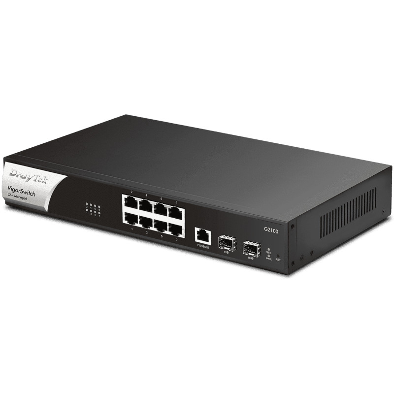 DRAYTEK VigorSwitch G2100 - Switch Gigabit de 10 Puertos Administrable/8 Puertos 10/100/1000Mbps + 2 SFP + 1 Puerto Consola/Capa 2/Con Funciones de Capa 3 como: Servidor DHCP y Enrutamiento VLAN/Interface Web/Prevención de Conflictos IP/#LONUEVO#TERROR image 7