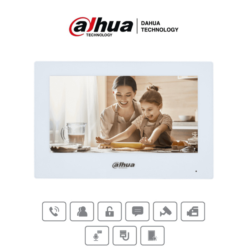 DAHUA VTH2621GW-P - Monitor IP Touch de 7 Pulgadas/ Serie Lite/ Blanco/ Poe Estandar/ 6&1 E&S de Alarmas/ Uso Interior/ Modo No Molestar/ H.265/ Soporta Hasta 4 Frentes de Calle y 4 Monitores Adicionales/  image 2
