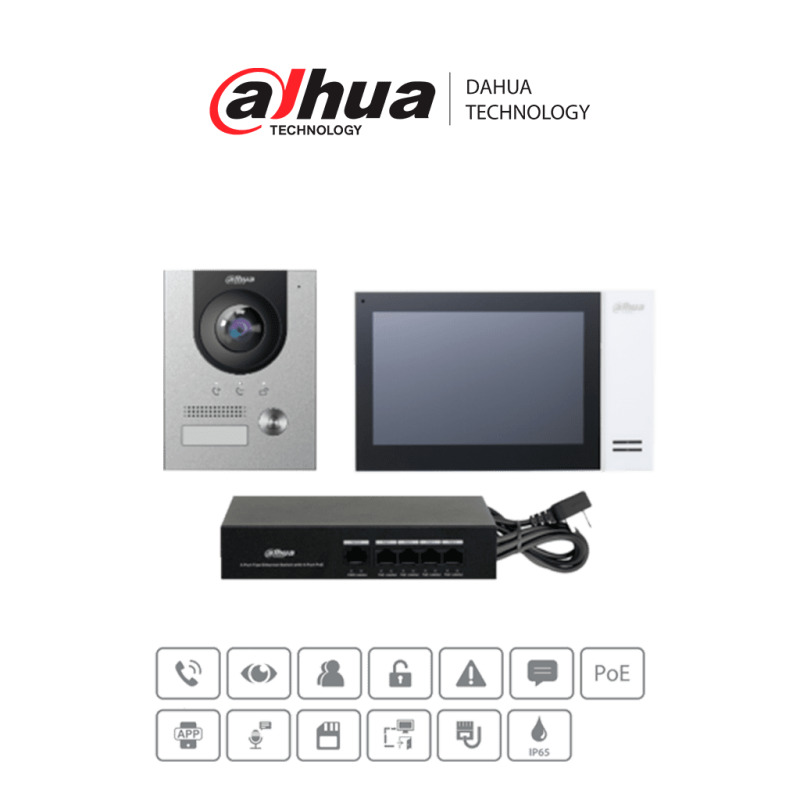 DAHUA KTP01L(S) - Kit de Videoportero IP con Frente de Calle Metalico, Monitor y Switch PoE/ Monitor de 7 Pulgadas Touch/ Ranura SD/ Frente de Calle con Camara de 2 Megapixeles/ Apertura de Puerta/ E&S De Alarmas/ Switch de 5 Puertos y 36 Watts/ #LoNuevo image 2