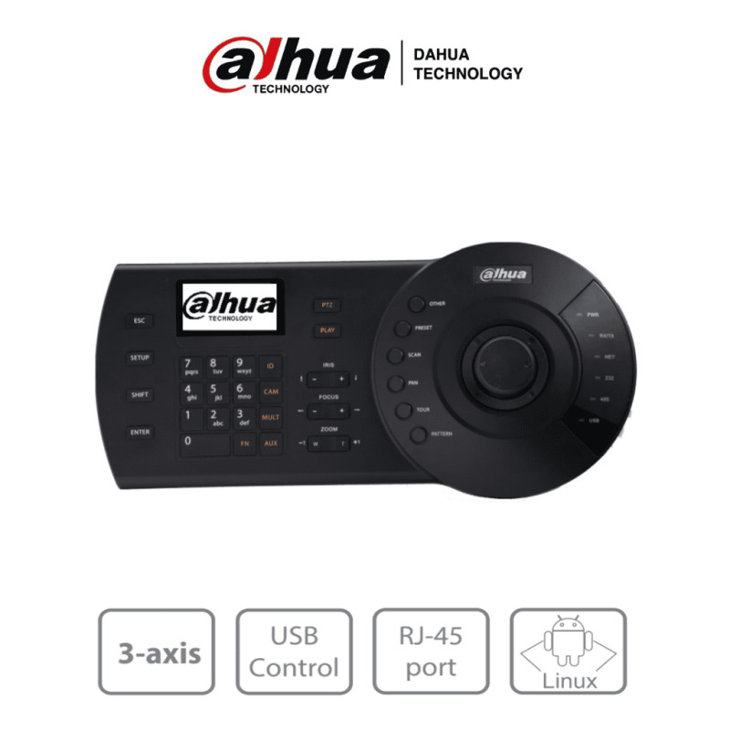 DAHUA NKB1000-E - Teclado Controlador IP con Joystick para PTZs Analogicas e IP/ Control de DVRs y NVRs/ Pantalla LCD/ RJ-45/ RS232/ Pelco D & P/ #LoNuevo