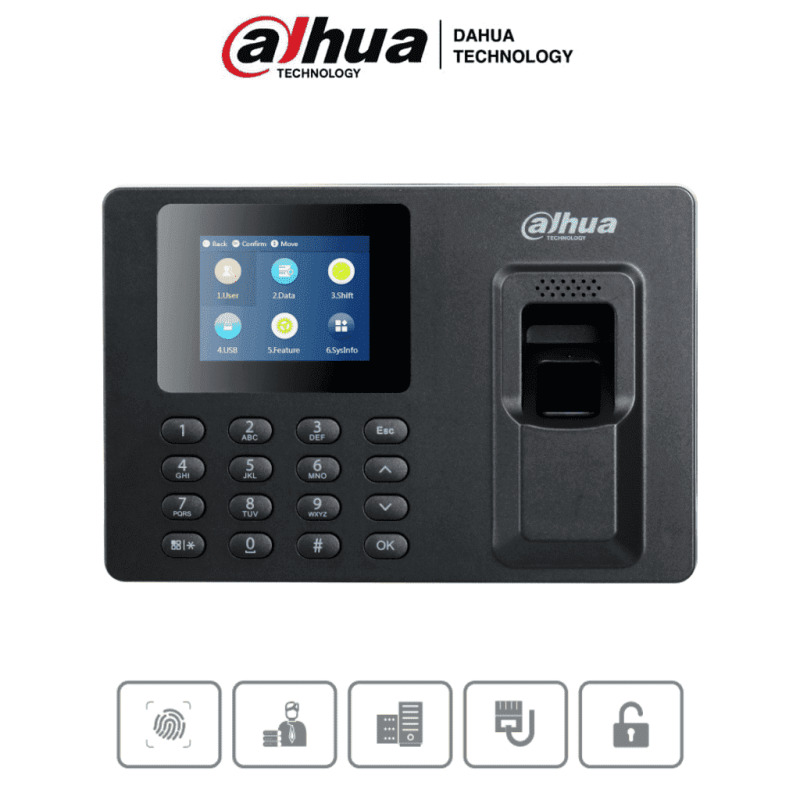 DAHUA ASA1222E-S - Control de Asistencia con Pantalla a Color de 2.4 Pulgadas/ 2,000 Huellas/ 1000 Usuarios y 100,000 Registros/ Comunicación TCP/IP/ Soporta Passwords/ Puerto USB para Actualización/ 1 Salida de Relevador para Timbre/ #LoNuevo