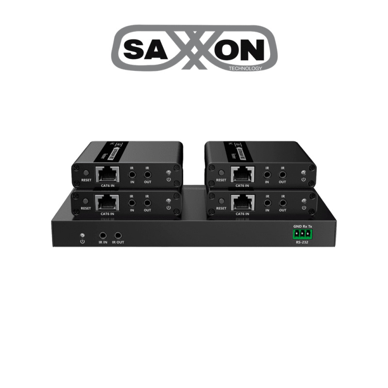SAXXON LKV724P- Kit Extensor HDMI de 4 Puertos/ Resolucion 4K@30Hz/ Hasta 40 metros con resolución 4K y 70m a 1080P/ Cat 6/ 6A/ 7/ Loop HDMI/ Transmisor IR/ Plug and play image 2