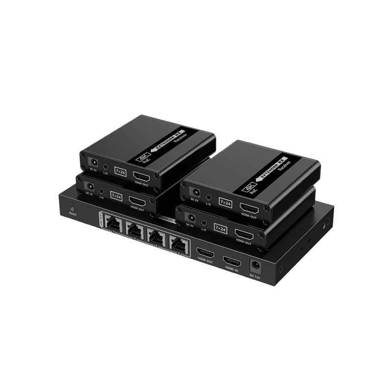SAXXON LKV724P- Kit Extensor HDMI de 4 Puertos/ Resolucion 4K@30Hz/ Hasta 40 metros con resolución 4K y 70m a 1080P/ Cat 6/ 6A/ 7/ Loop HDMI/ Transmisor IR/ Plug and play image 3