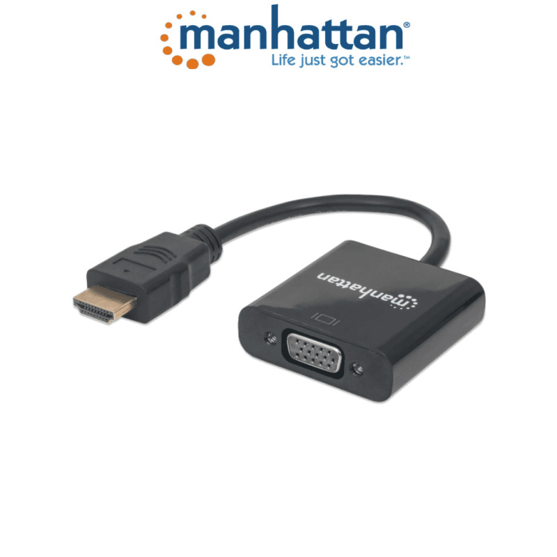 MANHATTAN 151467 - Convertidor HDMI a VGA/ Puerto HDMI Macho a VGA hembra/  Imágenes en Alta Definición en Monitor VGA/ 