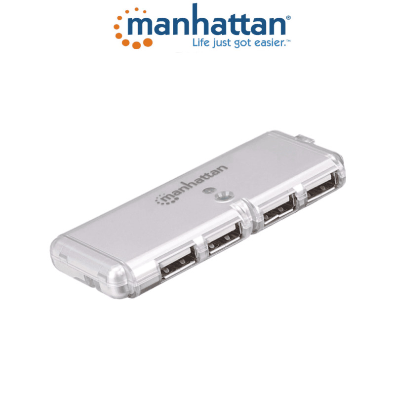 MANHATTAN 160599 - Hub USB de 4 Puertos de Alta Velocidad/ Provee Energía/ Cable USB Integrado/ Protección Contra Sobrecarga de Corriente (hot-swappable)/ LED Indicador de Alimentación/ image 3