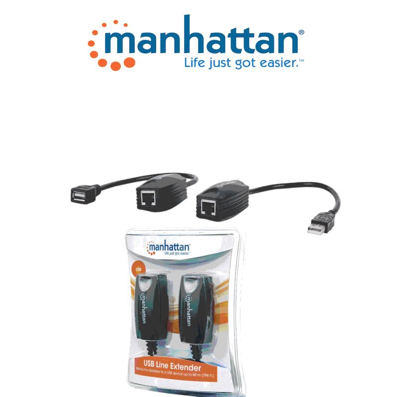 MANHATTAN 179300 - Extensor de línea USB/ Hasta 60m de extensión / Velocidad de hasta 12Mbps / BUS de alimentación 