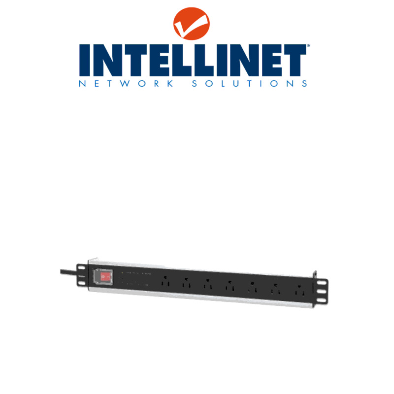 INTELLINET 207102 - Barra PDU multicontacto de 7 salidas para montaje en 1.5 UR/ 19" / Enchufes Tipo EU (NEMA 5) / Cable de alimentación de 3m / Con protección para Picos y cortos circuitos image 3