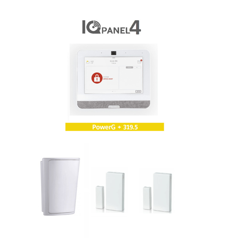 QOLSYS IQ4 PACK - Paquete de Sistema de Alarma IQPanel4 de Qolsys incluye Panel Autocontenido, con Pantalla Táctil de 7", Power G 915 Mhz + Qolsys S-Line 319.5 Mhz. Con 4 Bocinas integradas, 2 Magnéticos Inalámbricos PG9303 y 1  PIR Inalámbrico PG9914.