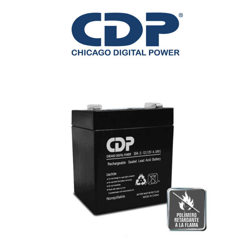 CDP SLB 12-4.5 - Batería de respaldo de 12V a 4.5AH / Libre de mantenimiento y facil instalación.