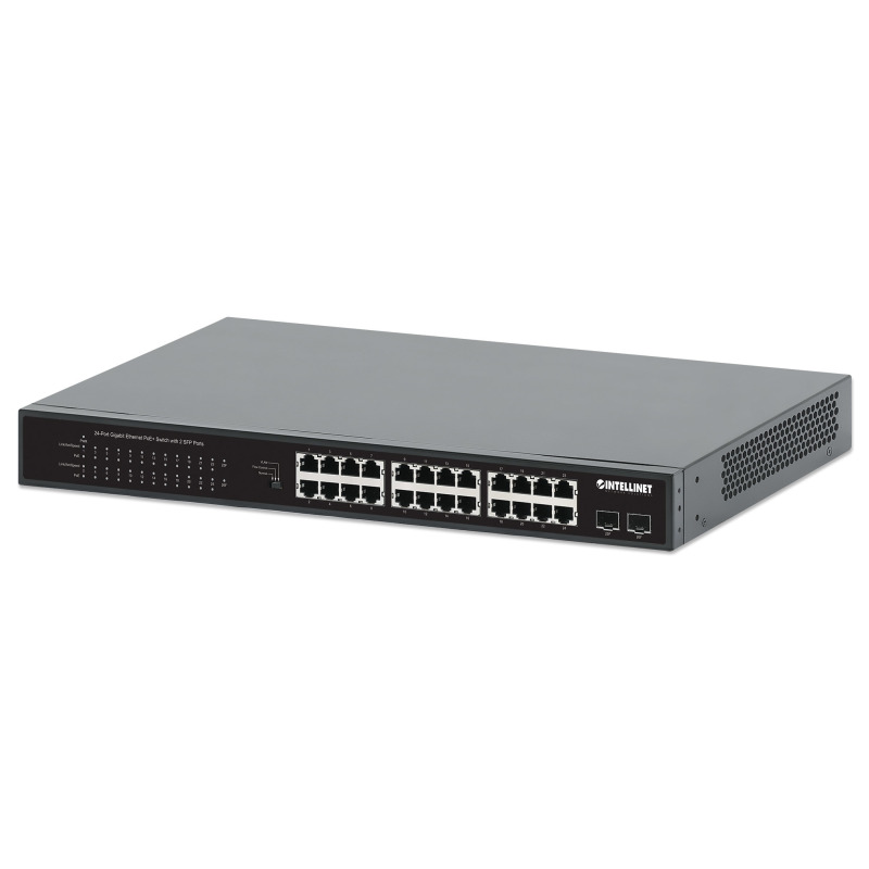 Intellinet - 561891 Switch PoE+ de 24 puertos Gigabit con 2 puertos SFP