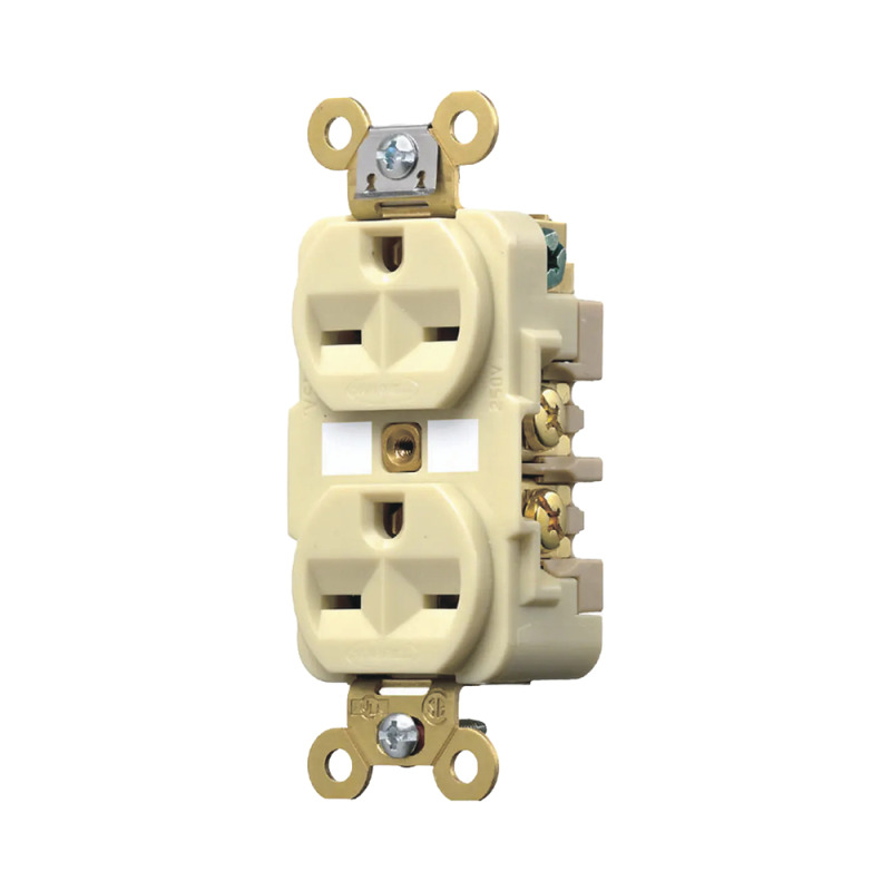 Contacto Dúplex 15 A 250 V / 2 Polos 3 Hilos / Nema 615R / Grado Industrial /Color Marfil