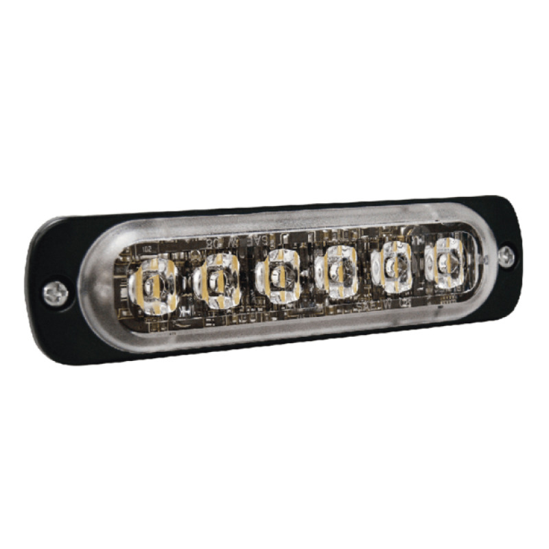 Luz Auxiliar de 6 LED Roja Bisel Negro Lente Transparente
