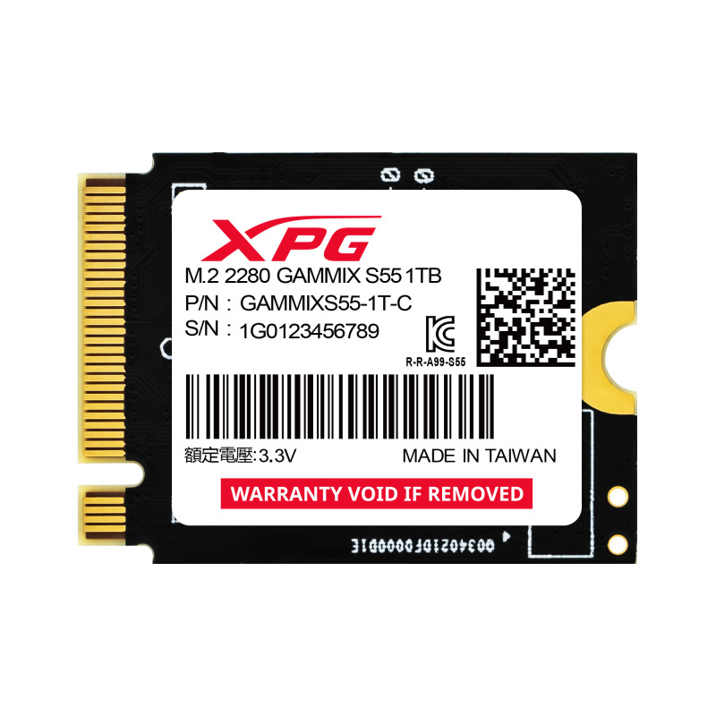 UNIDAD DE ESTADO SOLIDO SSD INTERNO XPG GAMMIX S55 1TB M.2 2230 NVME PCIE GEN 4X4 LECT. 5000 ESCRIT. 3700 MBS 3DNAND PC MINIPC GAMER (SGAMMIXS55-1T-C)