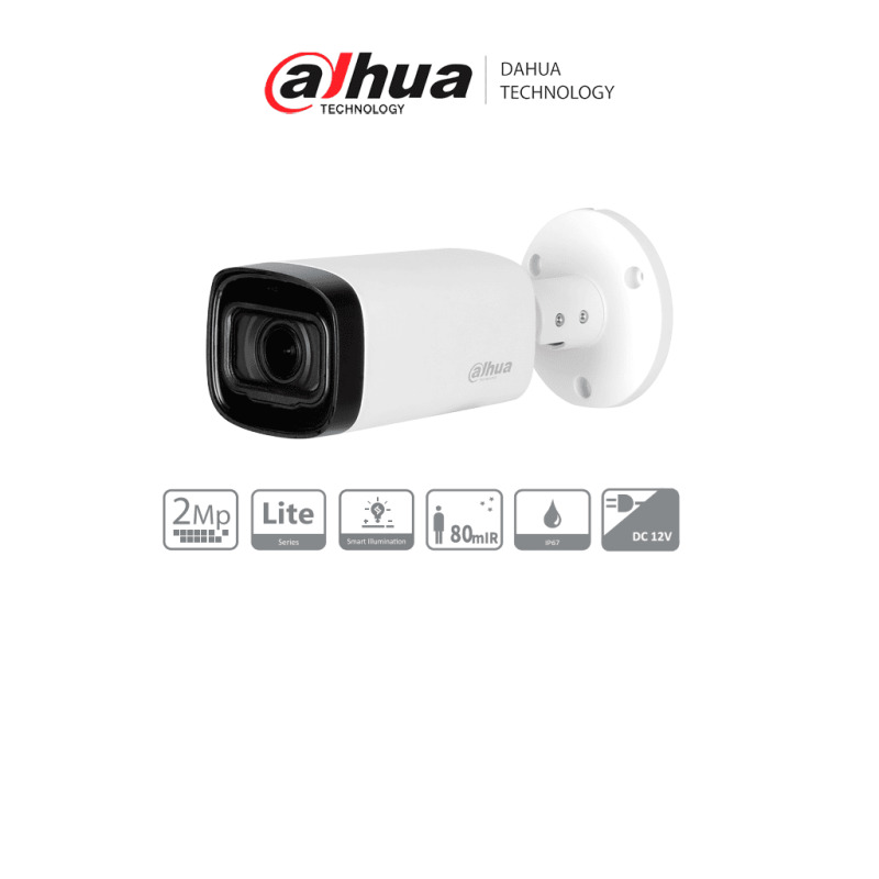 DAHUA HAC-HFW1200RN-Z-2712-S6 - Camara Bullet de 2 Megapixeles/ 1080p/ Lente Motorizado de 2.7 a 12 mm/ Super Adapt/ IR de 80 Metros/ Metalica/ IP67/  BLC/ HLC/ DWDR/  Soporta CVI/CVBS/AHD/TVI/ #LoNuevo