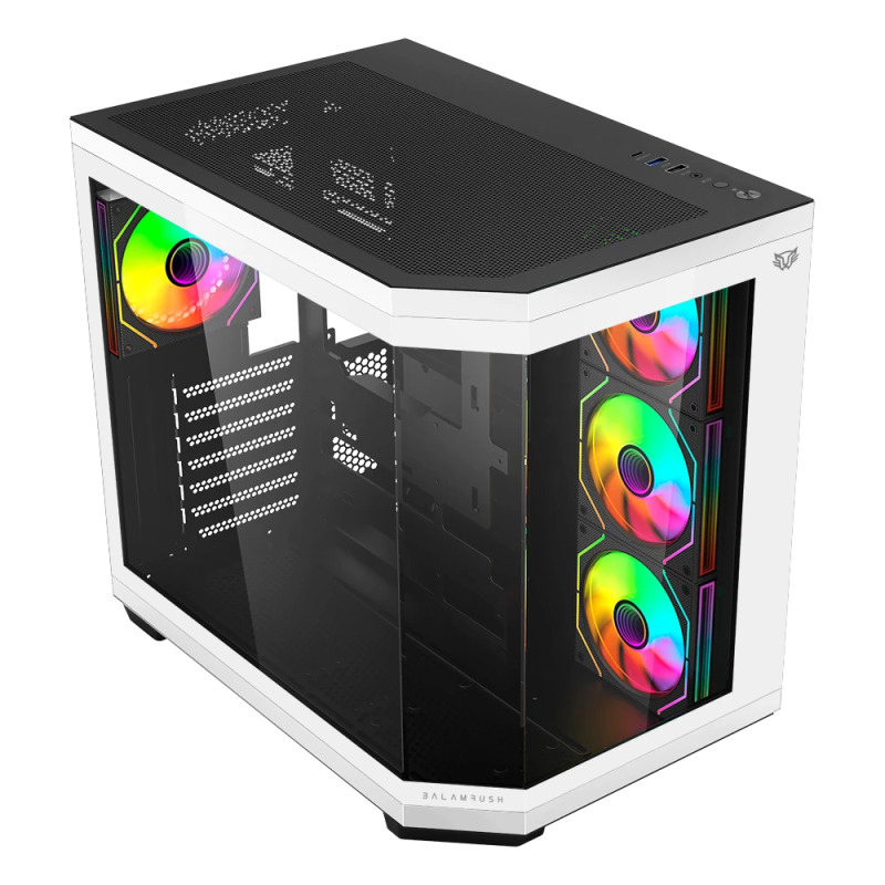 GABINETE GAMER BALAM RUSH TANK MASTER 9600TB / MEDIA TORRE / ATX - MICRO ATX - ITX / PANELES REMOVIBLES CRISTAL TEMPLADO / 4X VENTILADORES ARGB / SOPORTE P/ ENFRIAMIENTO / BLANCO C/ NEGRO / BR-938693 image 3