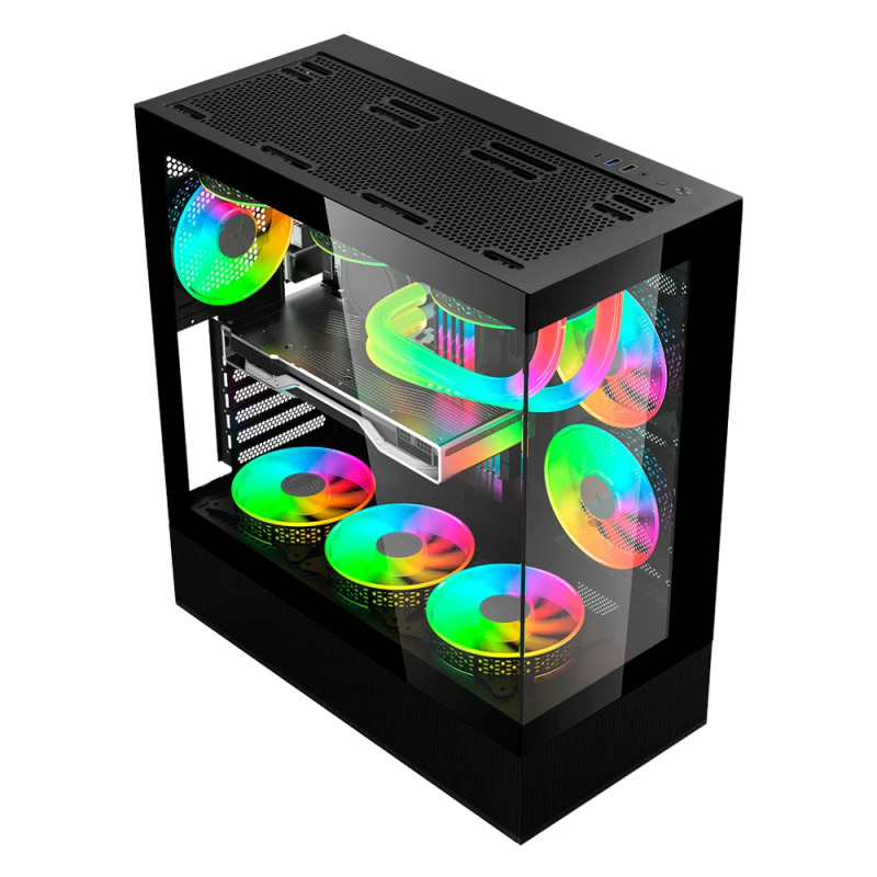 GABINETE GAMER BALAM RUSH TANK SUPER 9200TB / MEDIA TORRE / ATX - MICRO ATX - ITX / PANELES REMOVIBLES CRISTAL TEMPLADO / 3X VENTILADORES ARGB / SOPORTE DE ENFRIAMIENTO / NEGRO / BR-938723 image 2