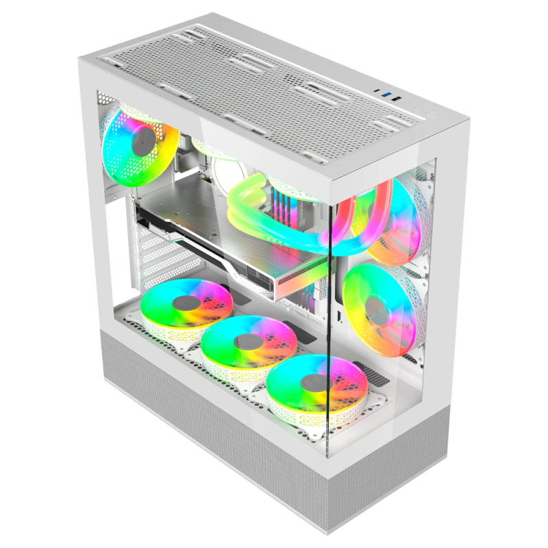GABINETE GAMER BALAM RUSH TANK SUPER 9200TB / MEDIA TORRE / ATX - MICRO ATX - ITX / PANELES REMOVIBLES CRISTAL TEMPLADO / 3X VENTILADORES ARGB / SOPORTE DE ENFRIAMIENTO / BLANCO / BR-938730 image 2
