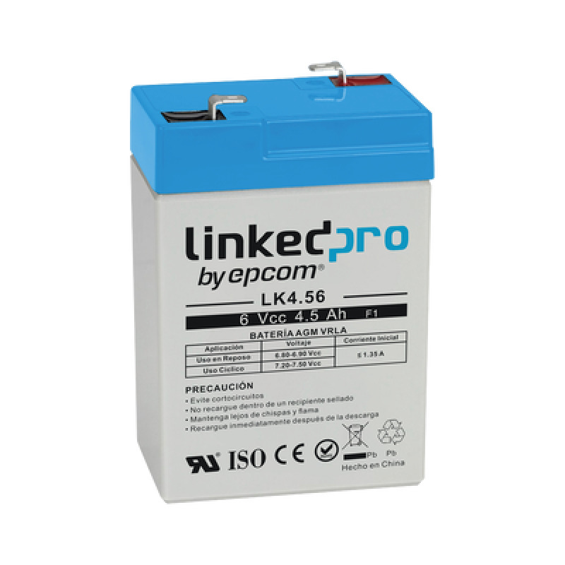 Batería 6 Vcc / 45 Ah / UL / Tecnología AGMVRLA / Vida útil promedio 5 años / Para uso en equipo electrónico Alarmas de Intrusión / Incendio/ Control de acceso / Video Vigilancia / Terminales F1  Incluye adapt image 2