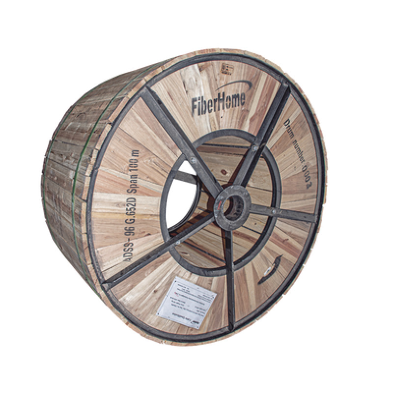 Carrete de 4 km de Fibra Óptica Aérea ADSS G652D Monomodo de 96 Hilos Exterior Span 200 Loose Tube