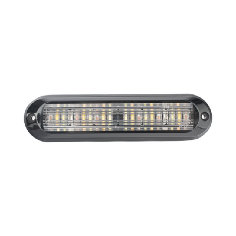 Luz Auxiliar Ultra Brillante IP67 18 LEDs Tricolor Color Rojo/Claro/Ambar con mica transparente y bisel negro