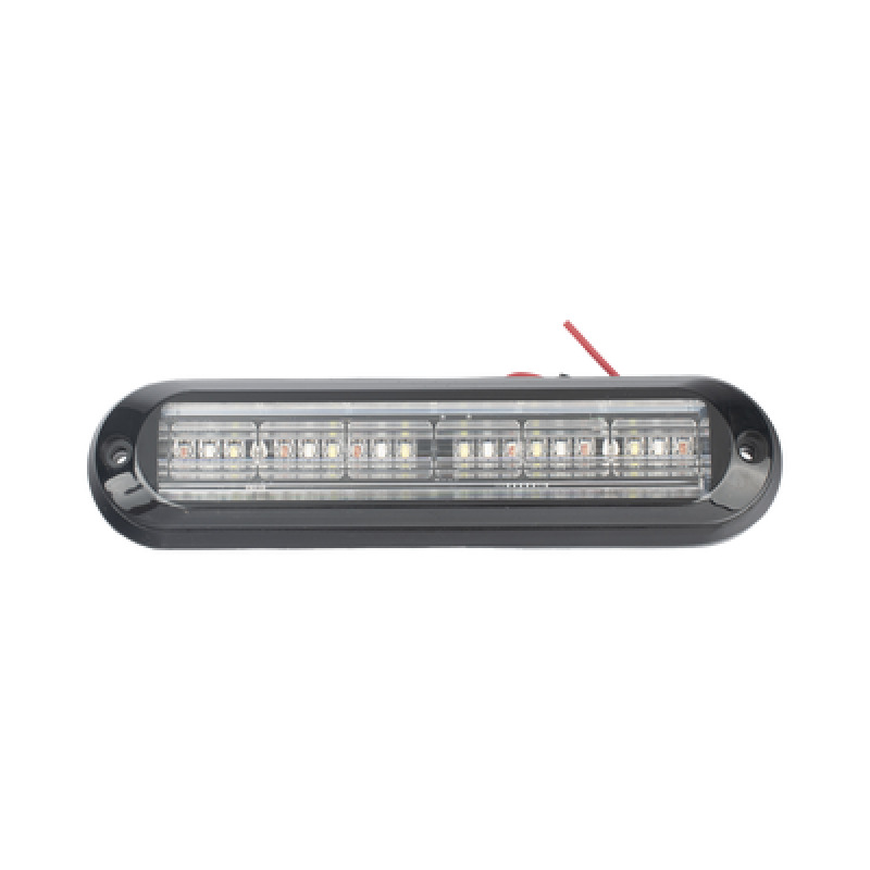 Luz Auxiliar Ultra Brillante IP67 18 LEDs Tricolor Color Rojo/Claro/Azul con mica transparente y bisel negro
