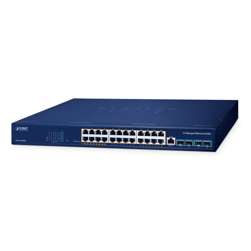 Switch PoE Administrable Capa 3 24 Puertos Gigabit Hasta 480 W 8 Puertos 8023bt 16 Puertos 8023at 4 Puertos SFP 10G
